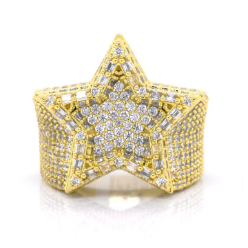 18k Gold Star Shape Ring Zirconia Star Rings